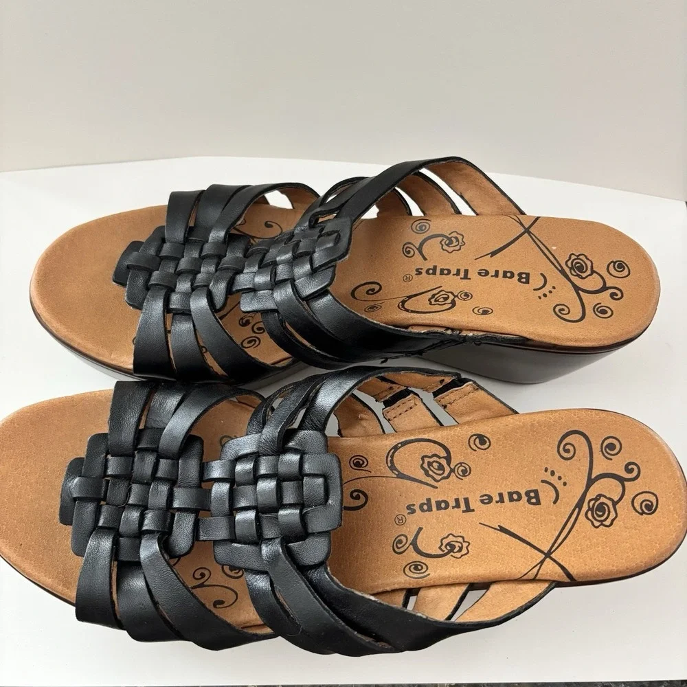 Bare Traps Women's Dillian Sandals Size 6.5 Medium Black Woven‎ Boho Hippie